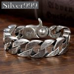 Bracciale Argento 925 Sterling Maglia cubana e clip a uncino